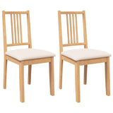 Chaises à manger coussins 2 pcs naturel bois massif caoutchouc