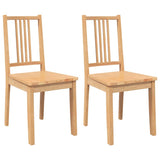 Chaises à manger 2 pcs bois massif naturel caoutchouc