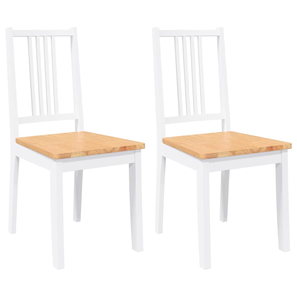 Chaises à manger 2 pcs blanc bois massif caoutchouc