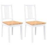 Chaises à manger 2 pcs blanc bois massif caoutchouc