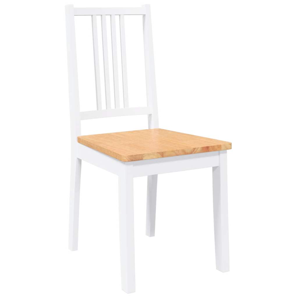 Chaises à manger 2 pcs blanc bois massif caoutchouc