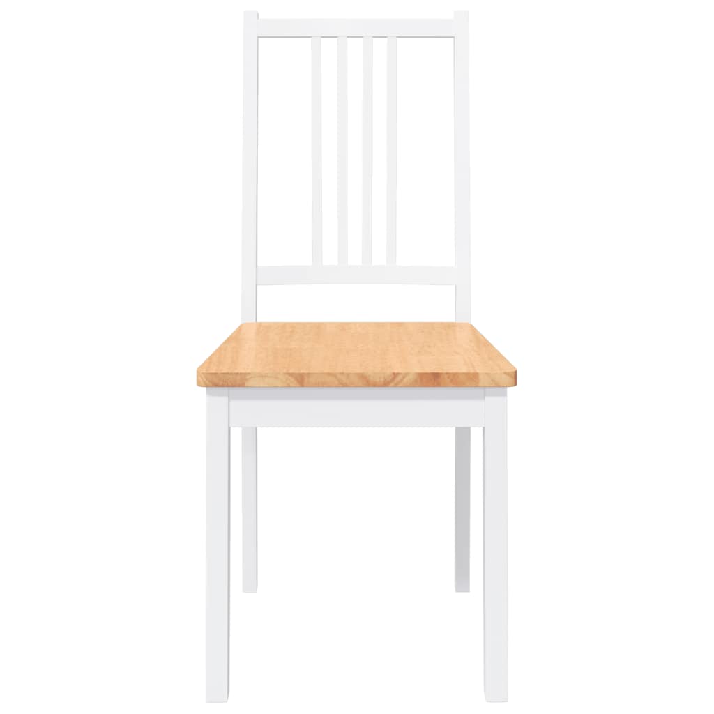 Chaises à manger 2 pcs blanc bois massif caoutchouc