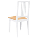 Chaises à manger 2 pcs blanc bois massif caoutchouc