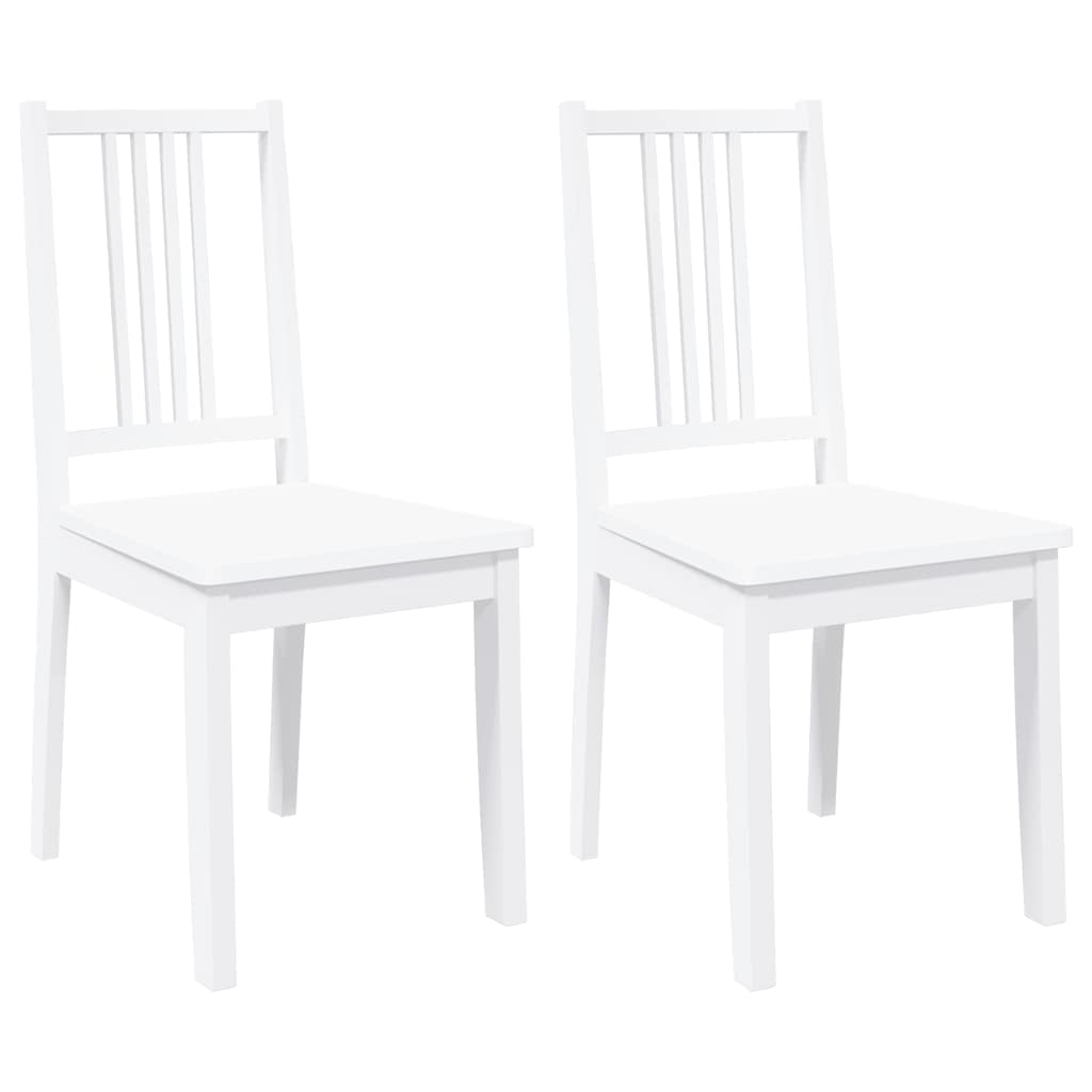 Chaises à manger 2 pcs blanc bois massif caoutchouc