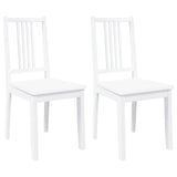 Chaises à manger 2 pcs blanc bois massif caoutchouc