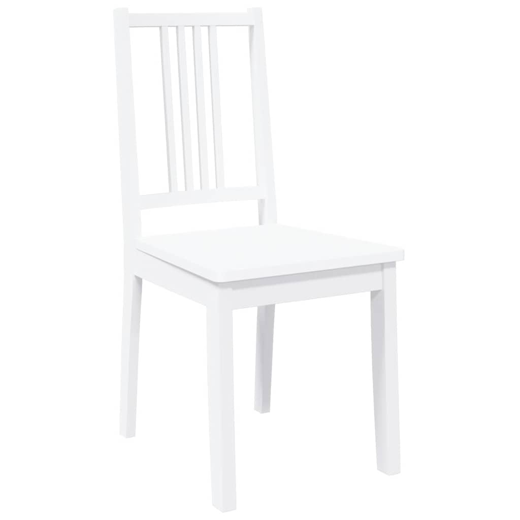 Chaises à manger 2 pcs blanc bois massif caoutchouc