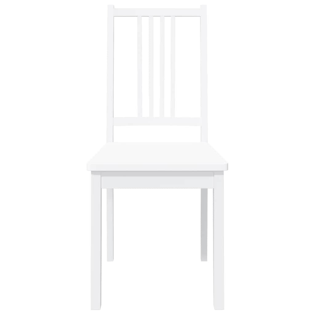 Chaises à manger 2 pcs blanc bois massif caoutchouc