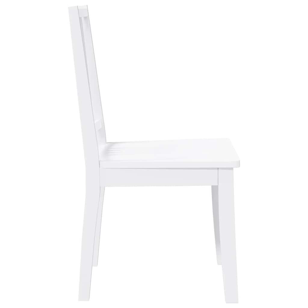 Chaises à manger 2 pcs blanc bois massif caoutchouc