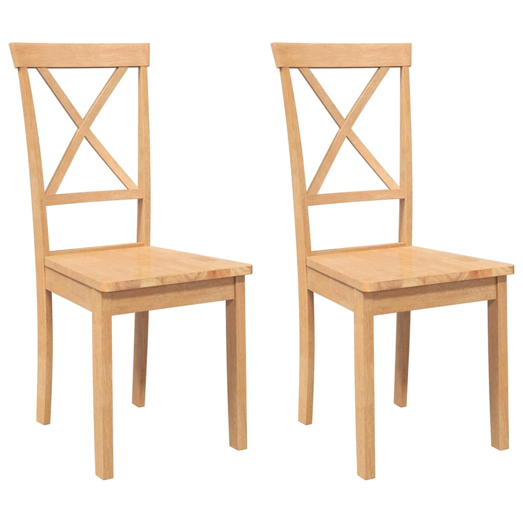 Chaises à manger 2 pcs bois massif caoutchouc