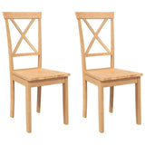 Chaises à manger 2 pcs bois massif caoutchouc