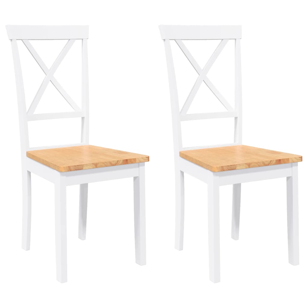 Chaises à manger 2 pcs blanc bois massif caoutchouc