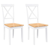 Chaises à manger 2 pcs blanc bois massif caoutchouc