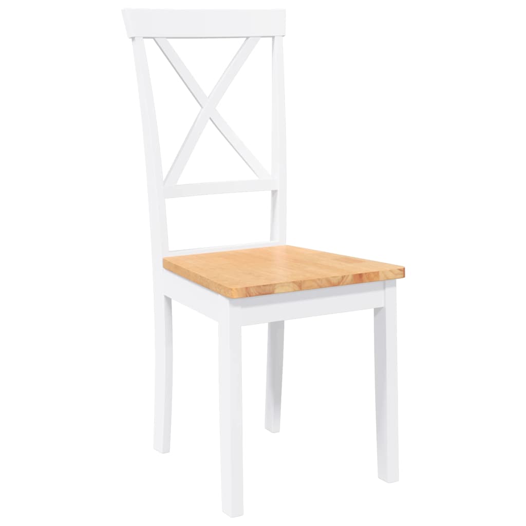 Chaises à manger 2 pcs blanc bois massif caoutchouc