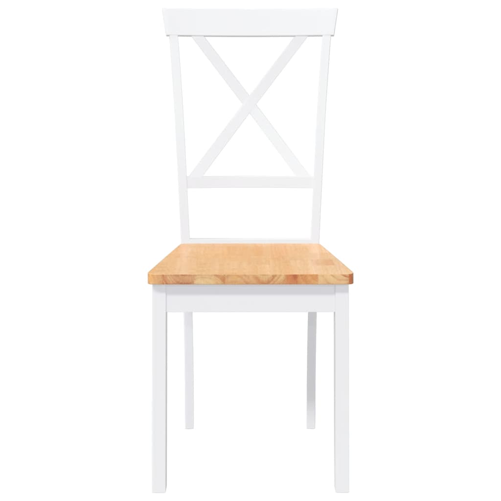 Chaises à manger 2 pcs blanc bois massif caoutchouc