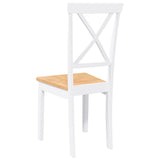 Chaises à manger 2 pcs blanc bois massif caoutchouc