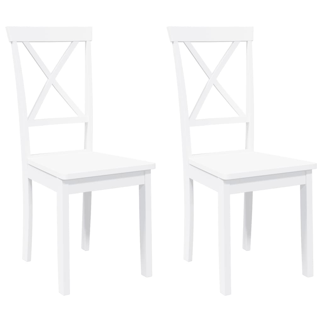 Chaises à manger 2 pcs blanc bois massif caoutchouc