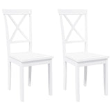 Chaises à manger 2 pcs blanc bois massif caoutchouc