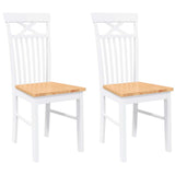 Chaises à manger 2 pcs blanc bois massif caoutchouc