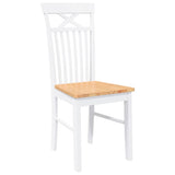 Chaises à manger 2 pcs blanc bois massif caoutchouc