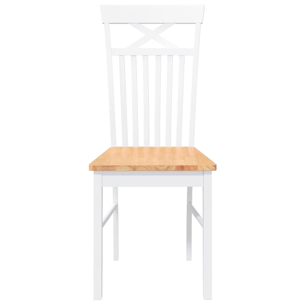 Chaises à manger 2 pcs blanc bois massif caoutchouc