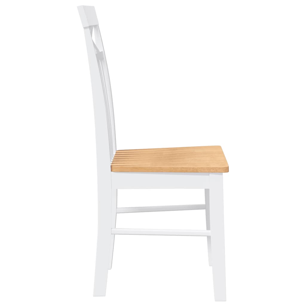 Chaises à manger 2 pcs blanc bois massif caoutchouc