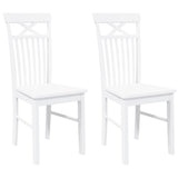 Chaises à manger 2 pcs blanc bois massif caoutchouc