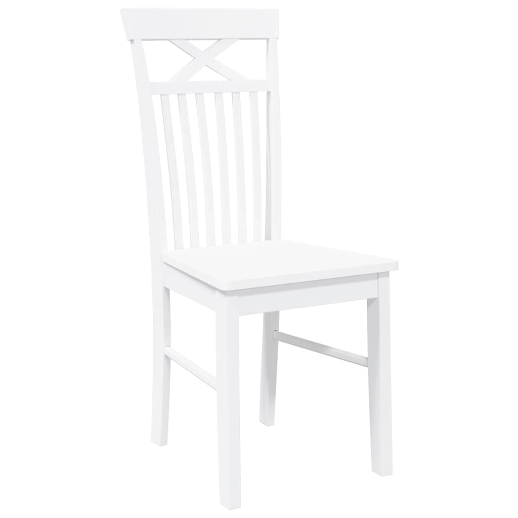 Chaises à manger 2 pcs blanc bois massif caoutchouc