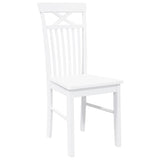 Chaises à manger 2 pcs blanc bois massif caoutchouc