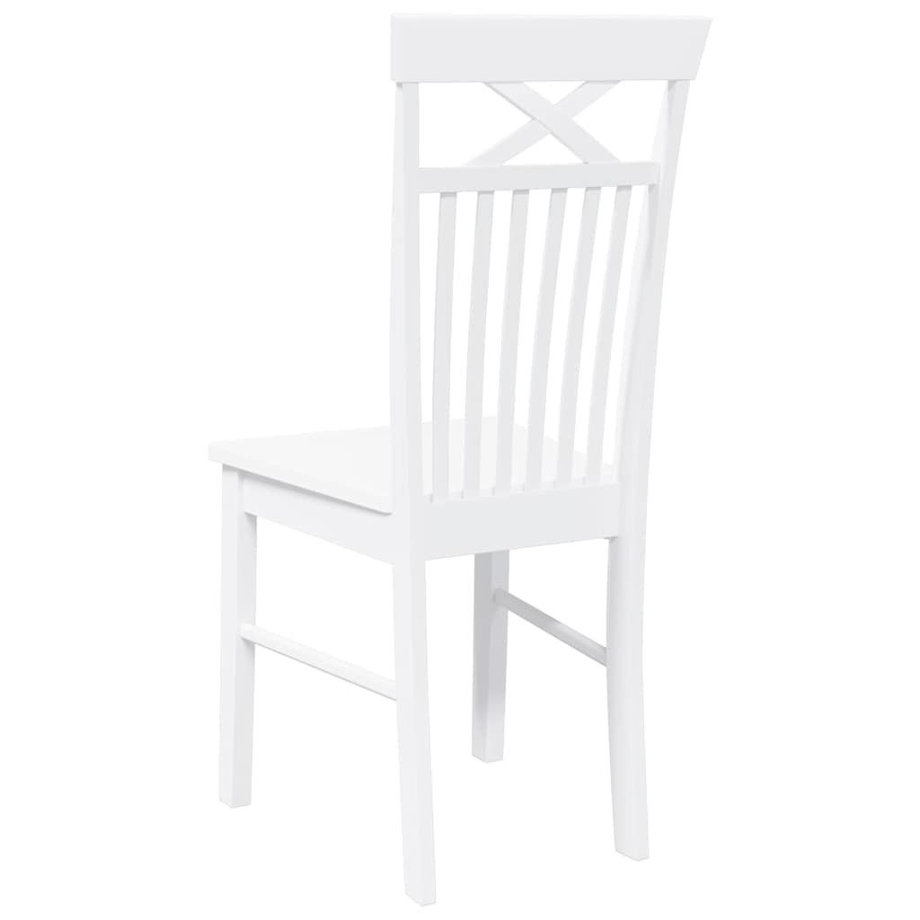 Chaises à manger 2 pcs blanc bois massif caoutchouc