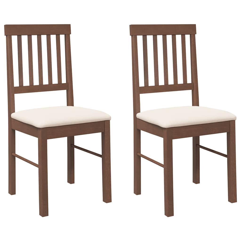 Chaises à manger coussins 2 pcs marron bois massif caoutchouc