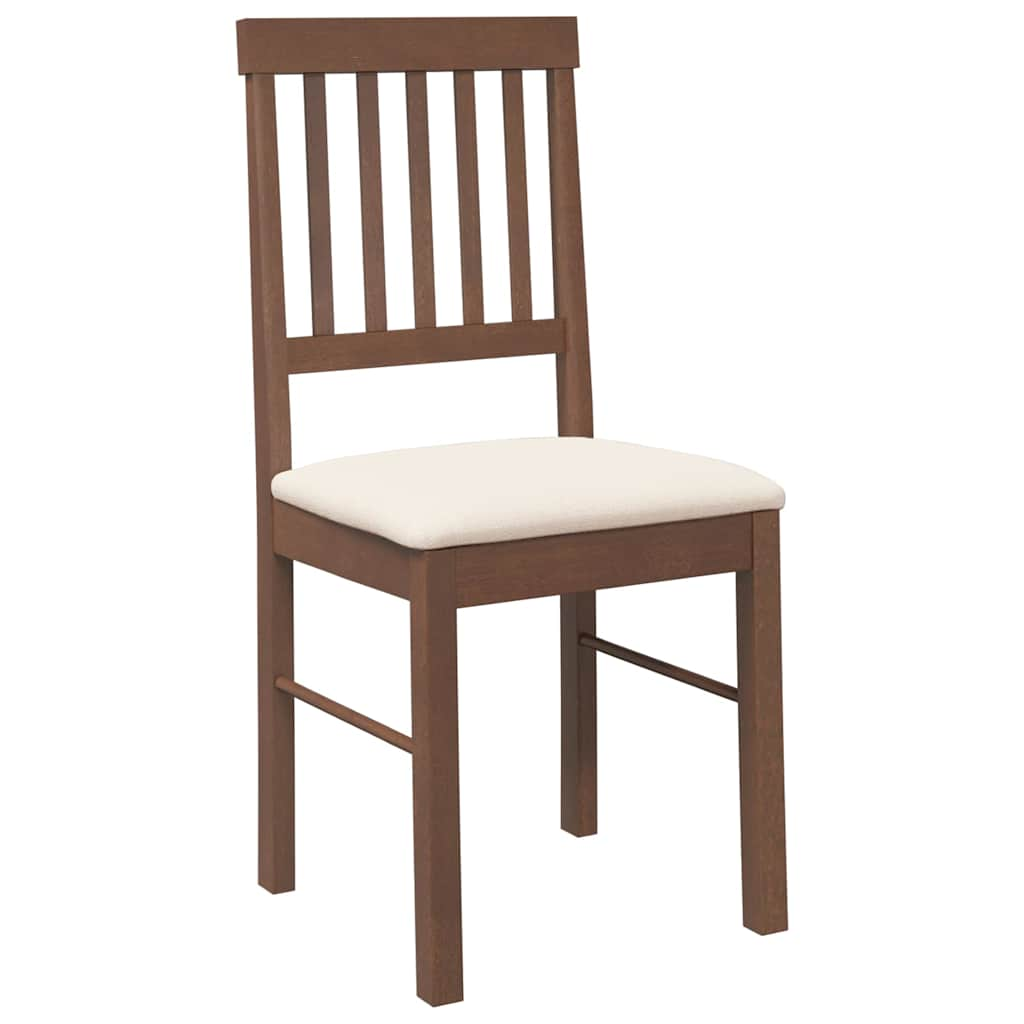 Chaises à manger coussins 2 pcs marron bois massif caoutchouc