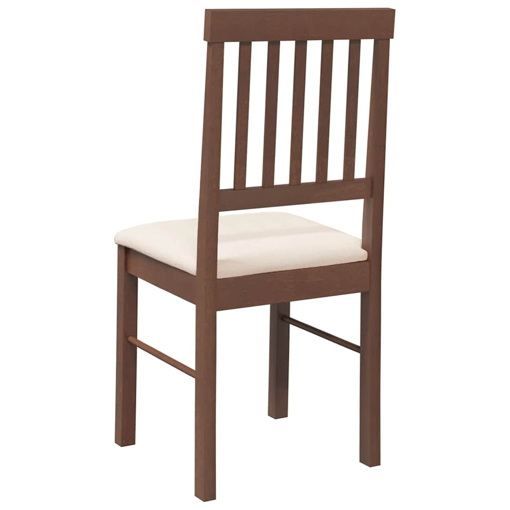 Chaises à manger coussins 2 pcs marron bois massif caoutchouc