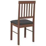 Chaises à manger coussins 2 pcs marron bois massif caoutchouc