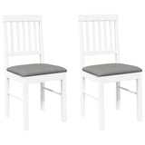 Chaises à manger coussins 2 pcs blanc bois massif caoutchouc