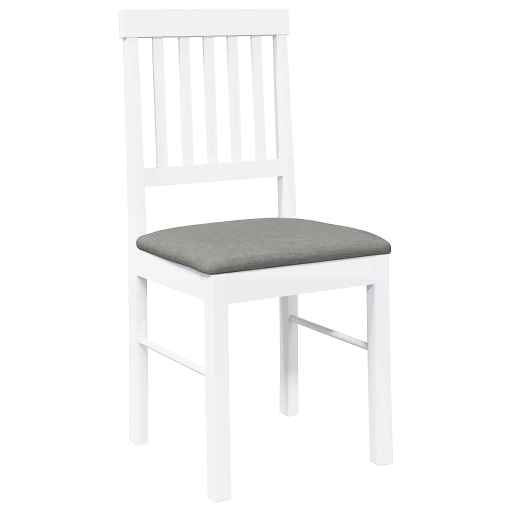 Chaises à manger coussins 2 pcs blanc bois massif caoutchouc