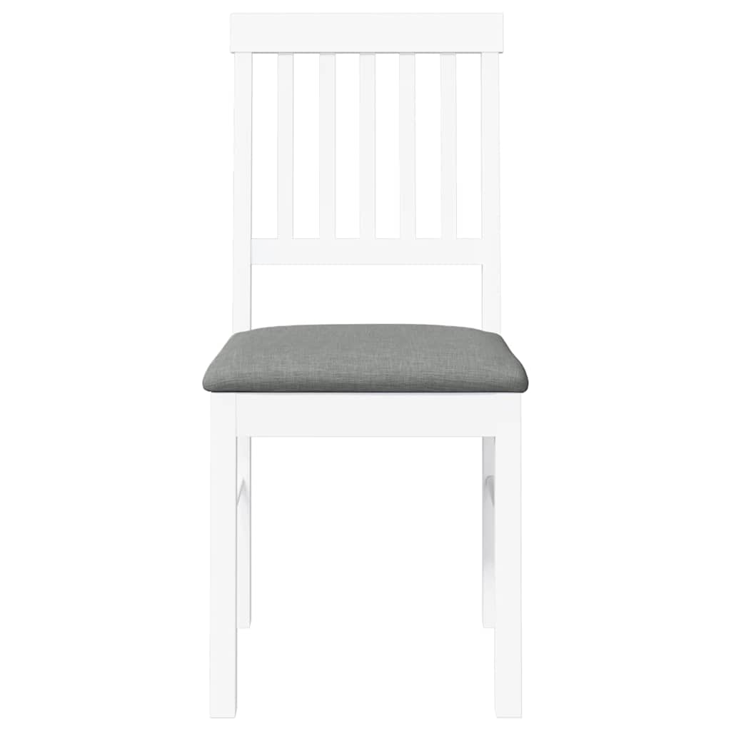 Chaises à manger coussins 2 pcs blanc bois massif caoutchouc