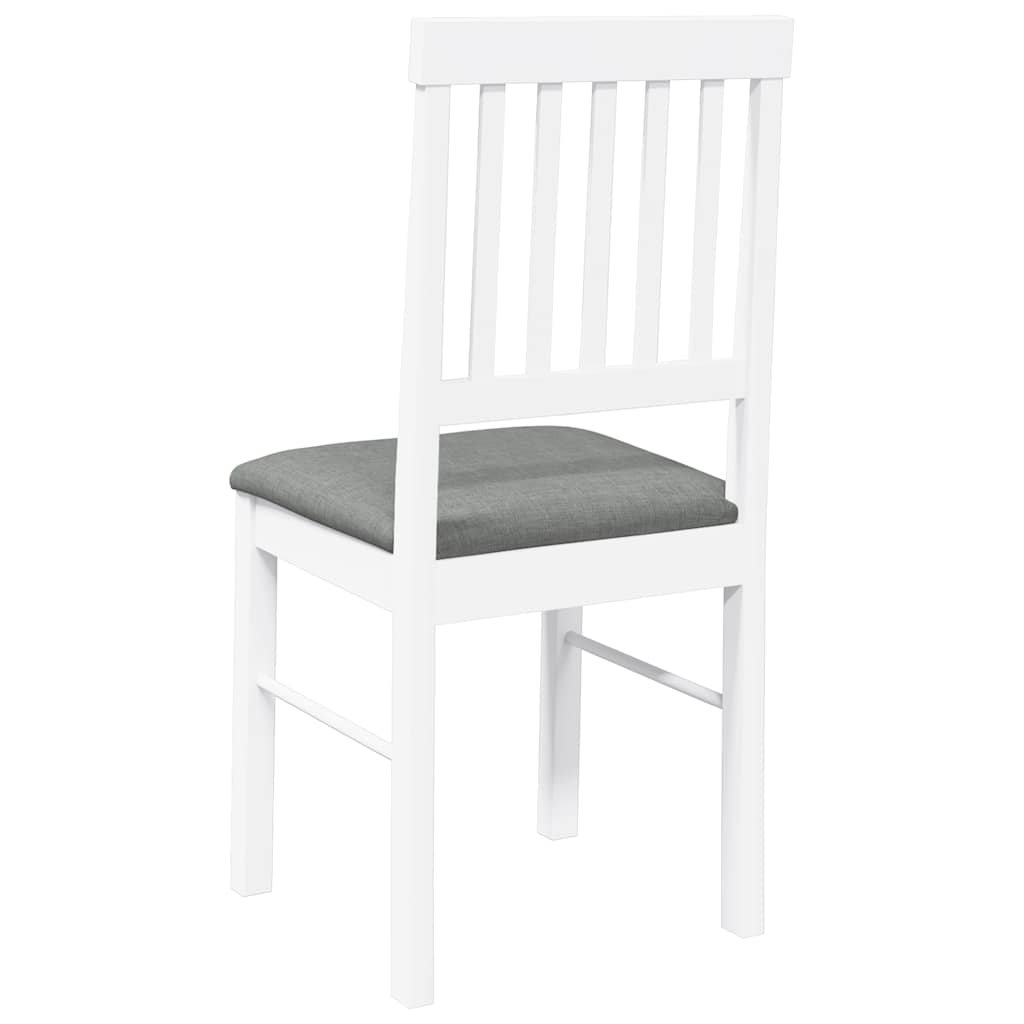 Chaises à manger coussins 2 pcs blanc bois massif caoutchouc