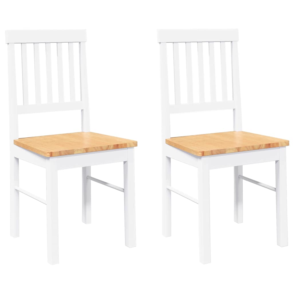 Chaises à manger 2 pcs blanc bois massif caoutchouc