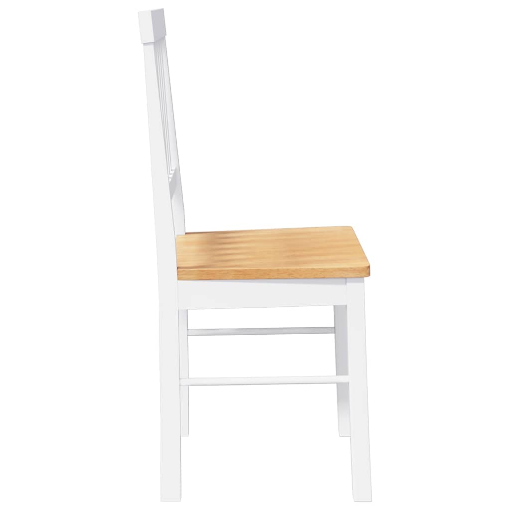 Chaises à manger 2 pcs blanc bois massif caoutchouc