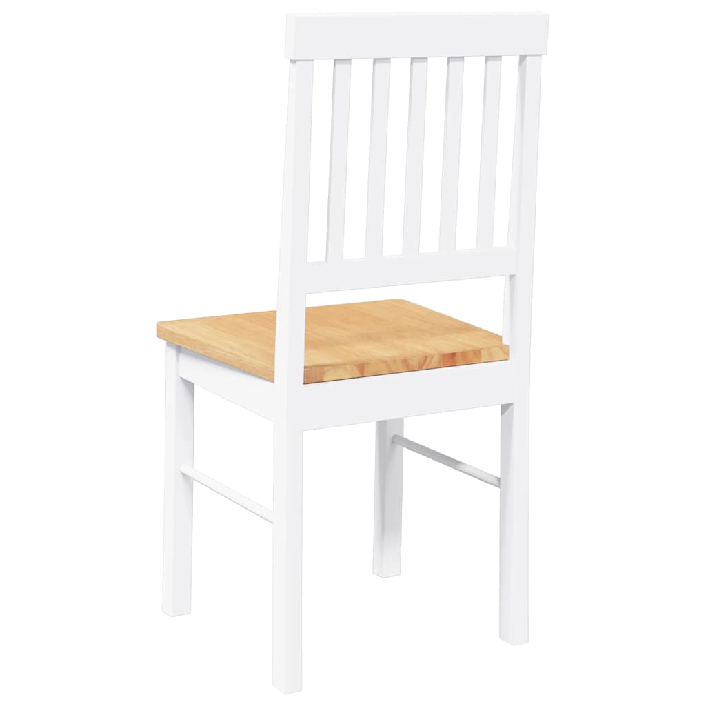 Chaises à manger 2 pcs blanc bois massif caoutchouc