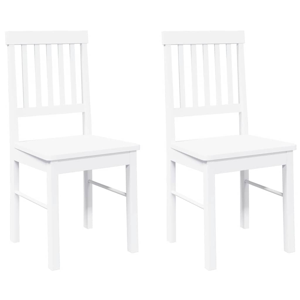 Chaises à manger 2 pcs blanc bois massif caoutchouc