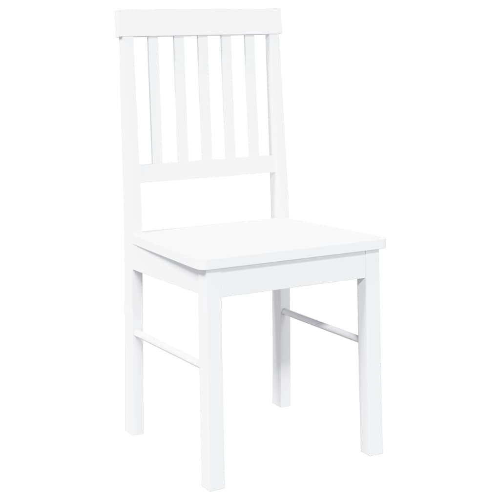 Chaises à manger 2 pcs blanc bois massif caoutchouc