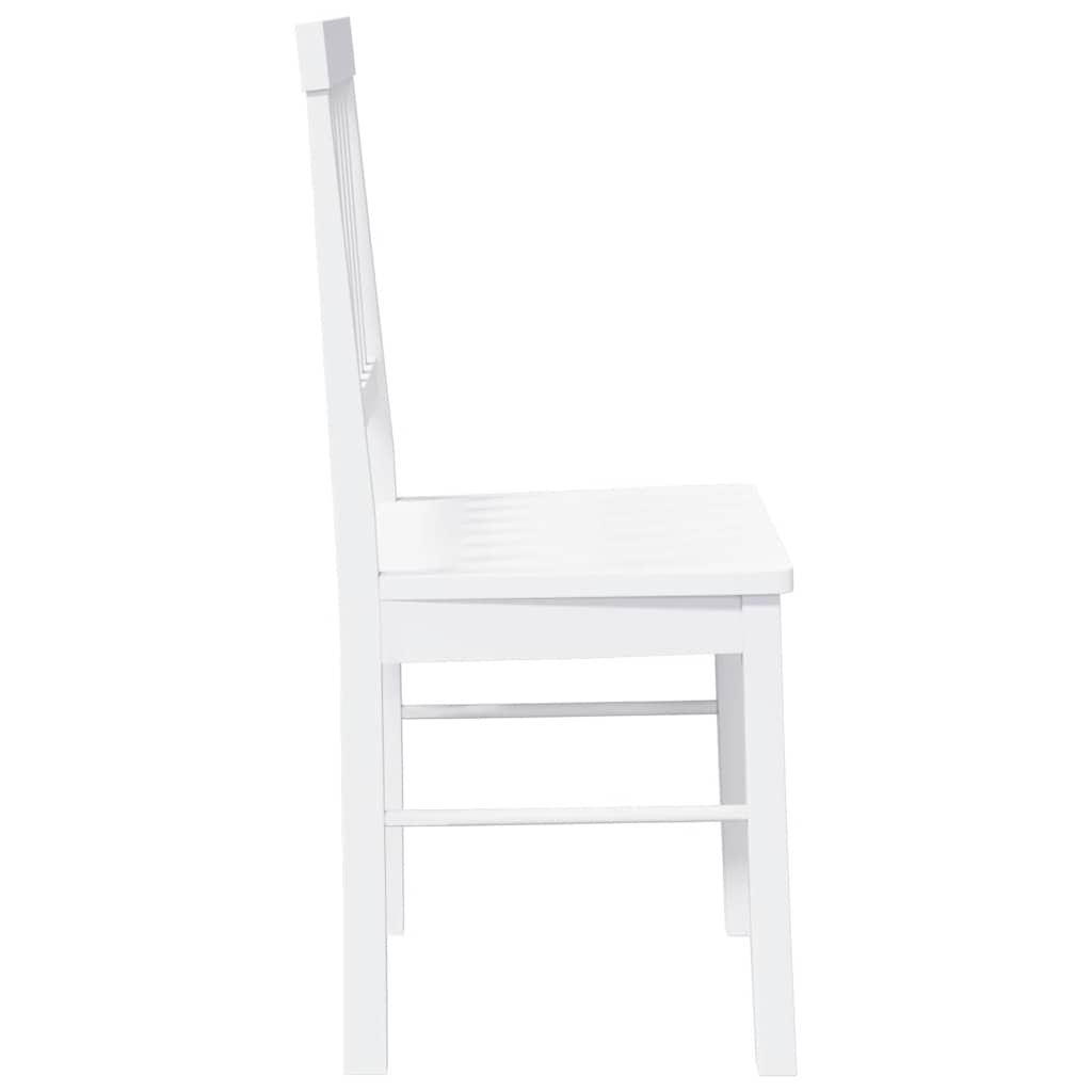 Chaises à manger 2 pcs blanc bois massif caoutchouc