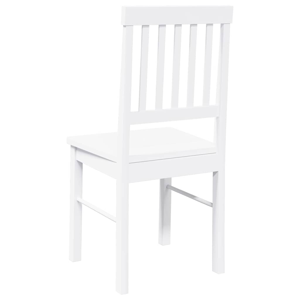 Chaises à manger 2 pcs blanc bois massif caoutchouc