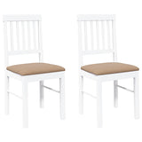 Chaises à manger coussins 2 pcs blanc bois massif caoutchouc