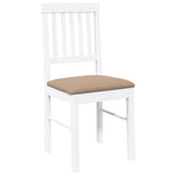 Chaises à manger coussins 2 pcs blanc bois massif caoutchouc