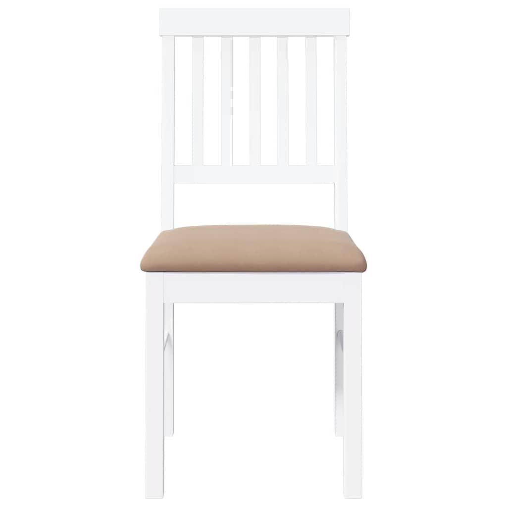 Chaises à manger coussins 2 pcs blanc bois massif caoutchouc