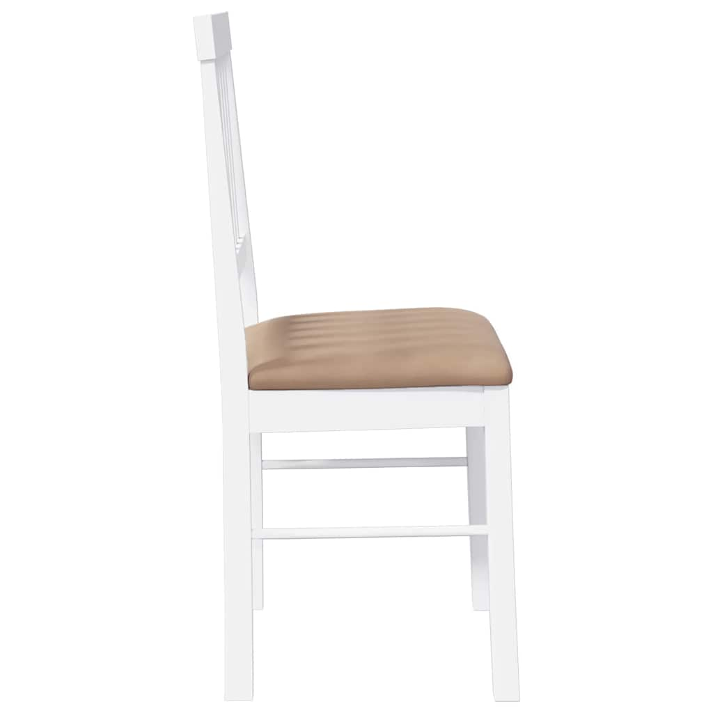 Chaises à manger coussins 2 pcs blanc bois massif caoutchouc