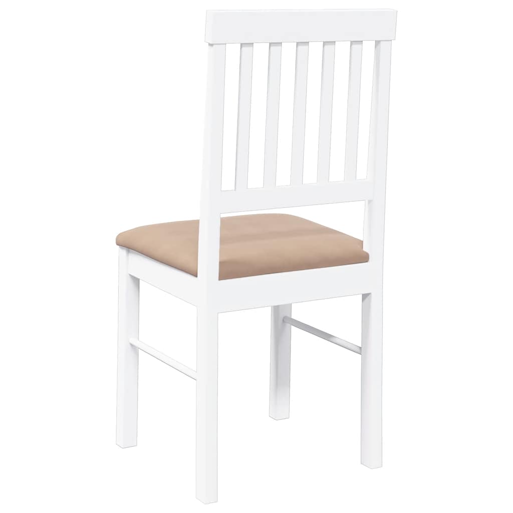 Chaises à manger coussins 2 pcs blanc bois massif caoutchouc