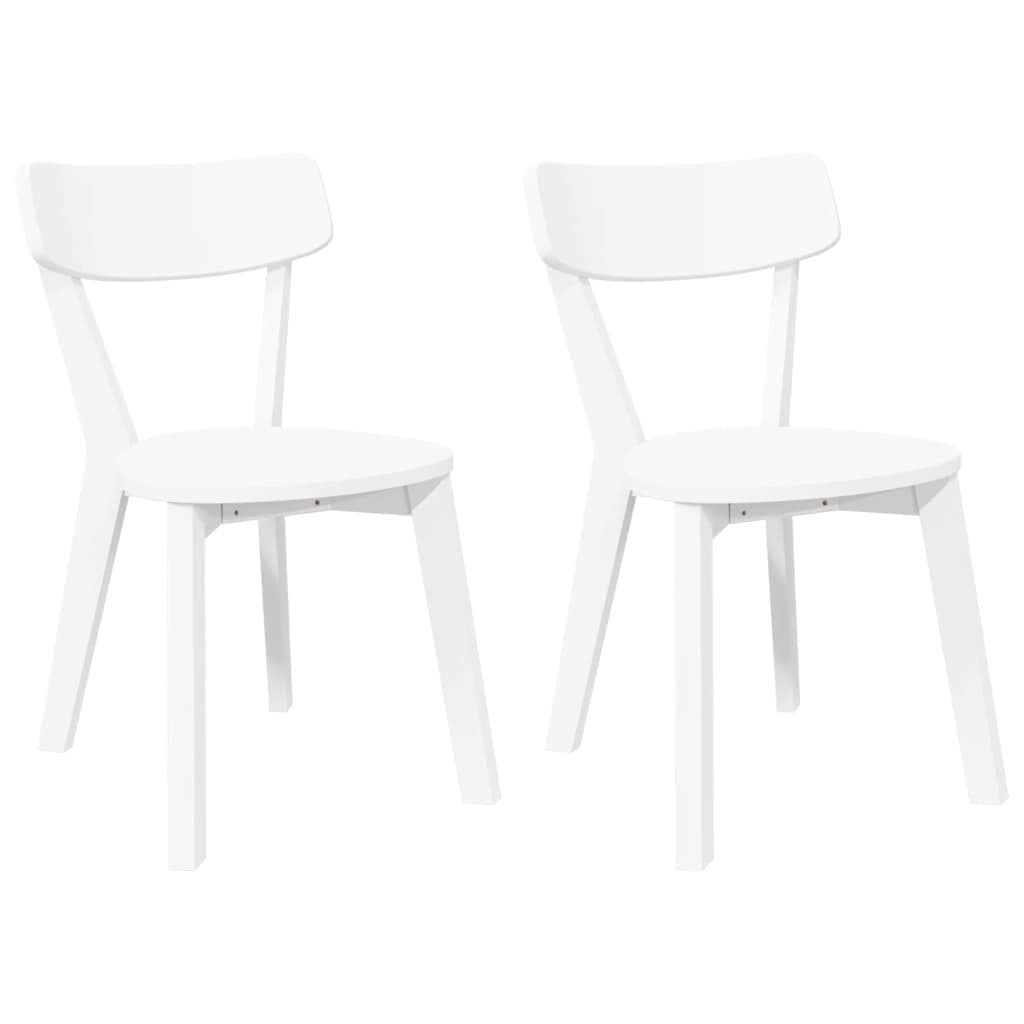 Chaises à manger 2 pcs blanc bois massif caoutchouc